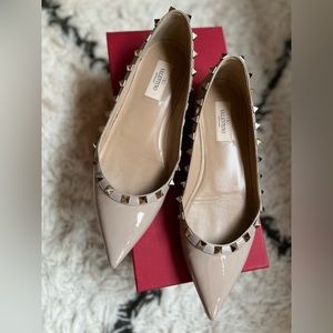 Valentino Rockstud Ballerina Flats -  Poudre